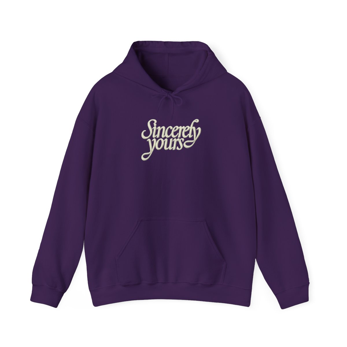 A light green hoodie with a kangaroo pocket and a drawstring hood. The phrase "Sincerely yours" is in a cursive font across the chest. The hoodie is made of a soft material - alternate angle 3, merchandise