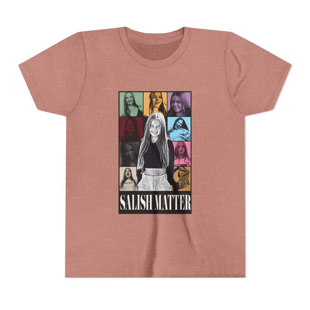Salish Matter Pop Art Collage Kids T Shirt - alternate angle 2, merchandise