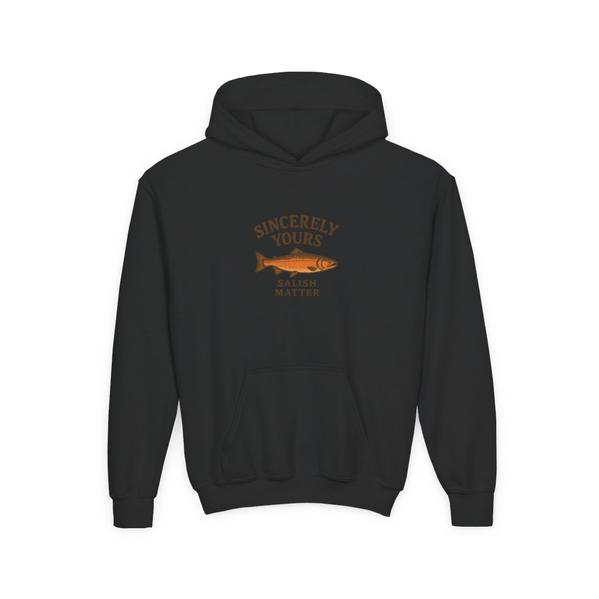 Sincerely Yours Salish Matter Minimalist Pullover Hoodie - PNW Heritage Gift (Kids) - alternate angle 2, merchandise