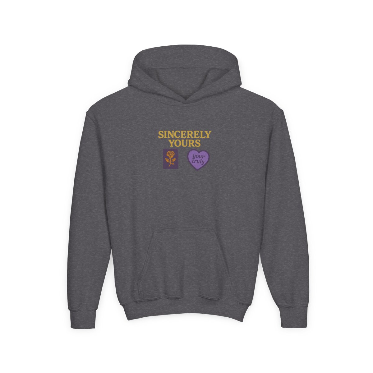 Sincerely Yours Embroidered Patches Kids Hoodie - alternate angle 2, merchandise