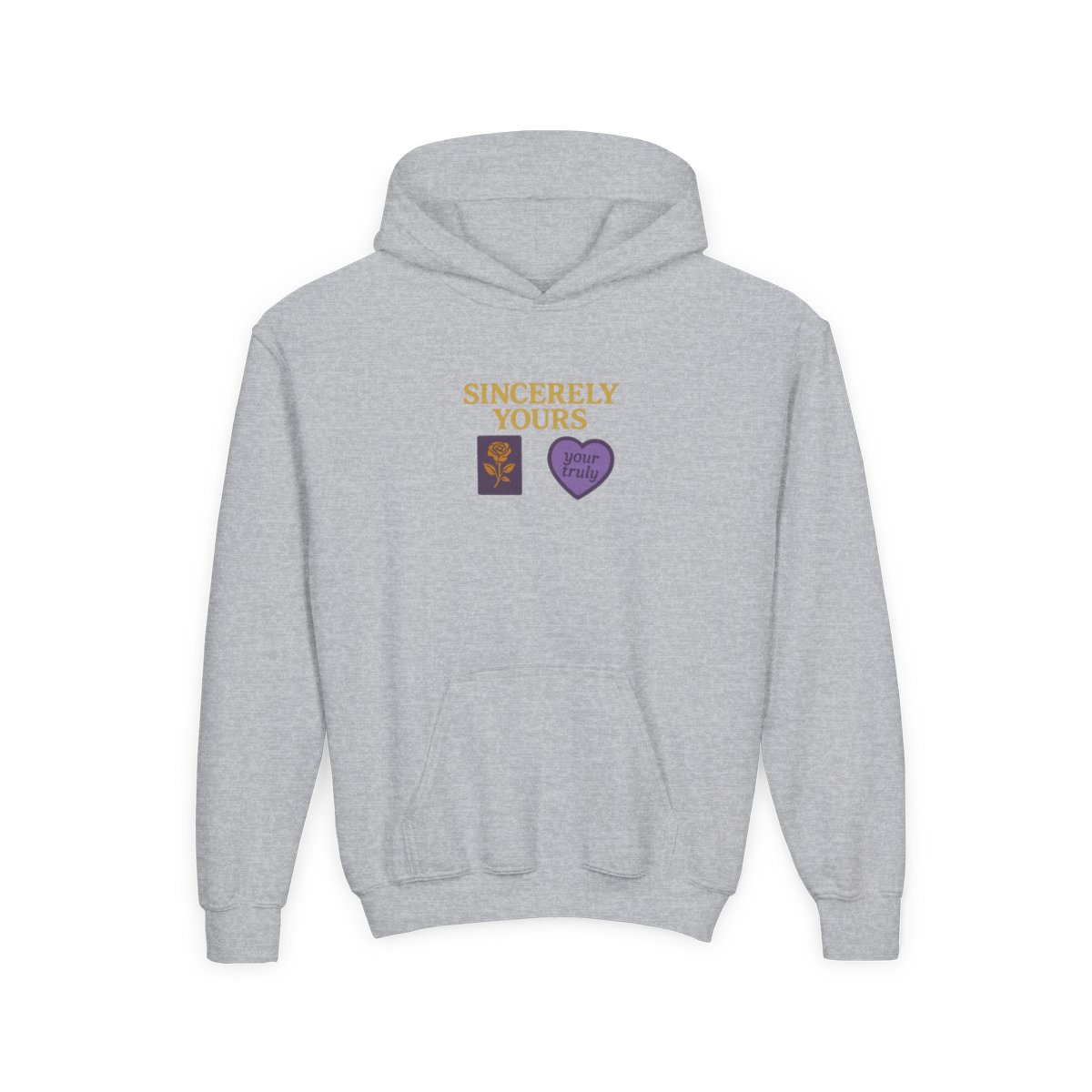 Sincerely Yours Embroidered Patches Kids Hoodie - alternate angle 3, merchandise