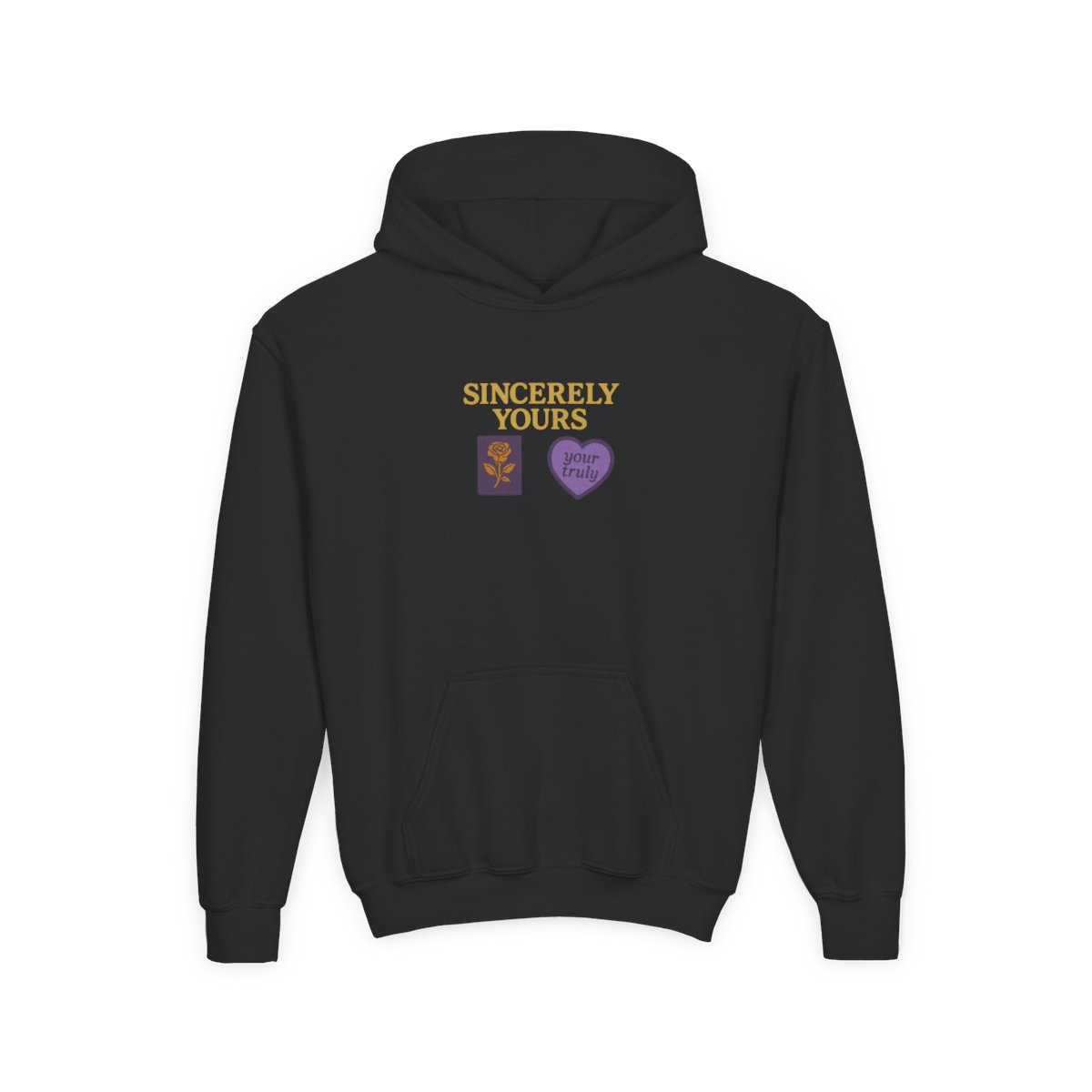 Sincerely Yours Embroidered Patches Kids Hoodie
